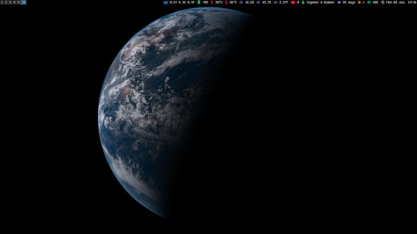 A screenshot of my desktop with a picture of the Earth as the wallpaper