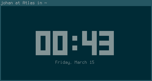 A picture of tty-clock. A clock widget for the console